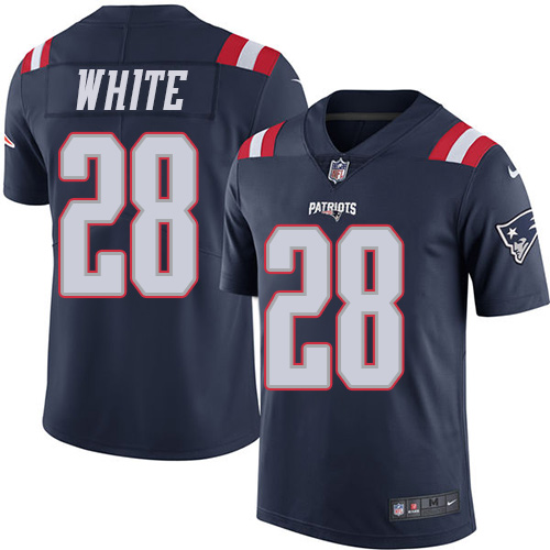 Nike Patriots #28 James White Navy Blue Youth Stitched NFL Limited Rush Jersey